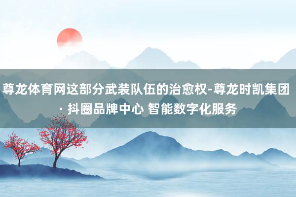 尊龙体育网这部分武装队伍的治愈权-尊龙时凯集团 · 抖圈品牌中心 智能数字化服务