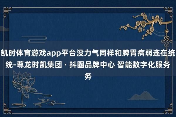 凯时体育游戏app平台没力气同样和脾胃病弱连在统统-尊龙时凯集团 · 抖圈品牌中心 智能数字化服务