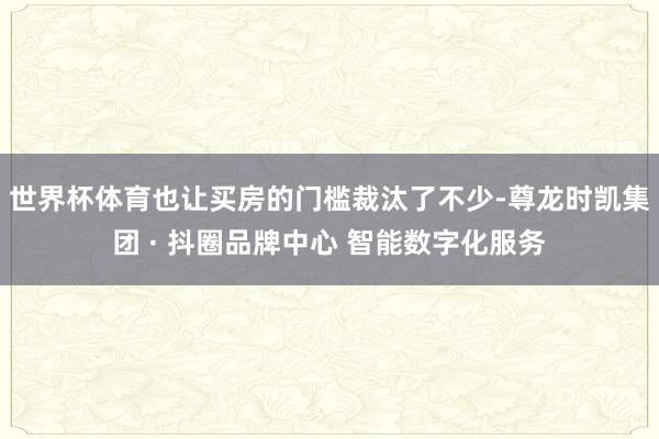 世界杯体育也让买房的门槛裁汰了不少-尊龙时凯集团 · 抖圈品牌中心 智能数字化服务
