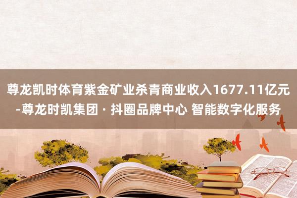 尊龙凯时体育紫金矿业杀青商业收入1677.11亿元-尊龙时凯集团 · 抖圈品牌中心 智能数字化服务