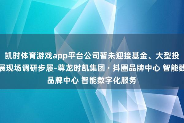 凯时体育游戏app平台公司暂未迎接基金、大型投资机构开展现场调研步履-尊龙时凯集团 · 抖圈品牌中心 智能数字化服务