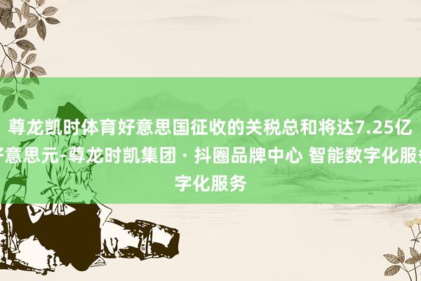 尊龙凯时体育好意思国征收的关税总和将达7.25亿好意思元-尊龙时凯集团 · 抖圈品牌中心 智能数字化服务