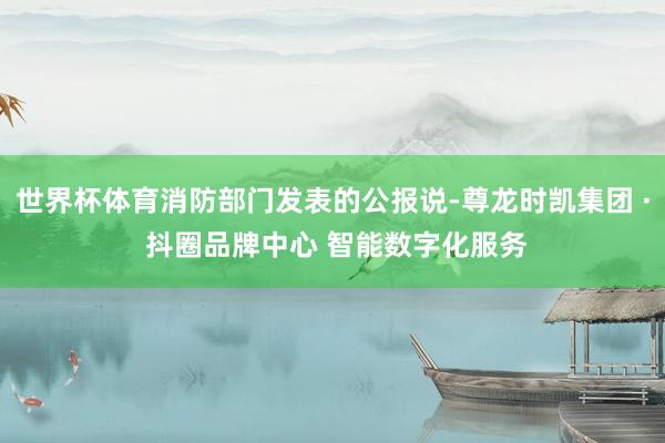 世界杯体育消防部门发表的公报说-尊龙时凯集团 · 抖圈品牌中心 智能数字化服务