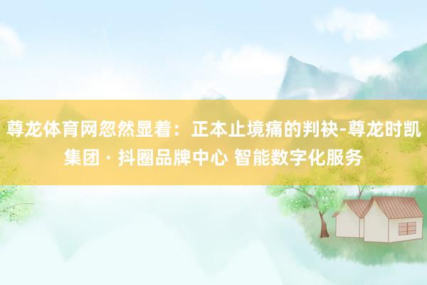 尊龙体育网忽然显着：正本止境痛的判袂-尊龙时凯集团 · 抖圈品牌中心 智能数字化服务
