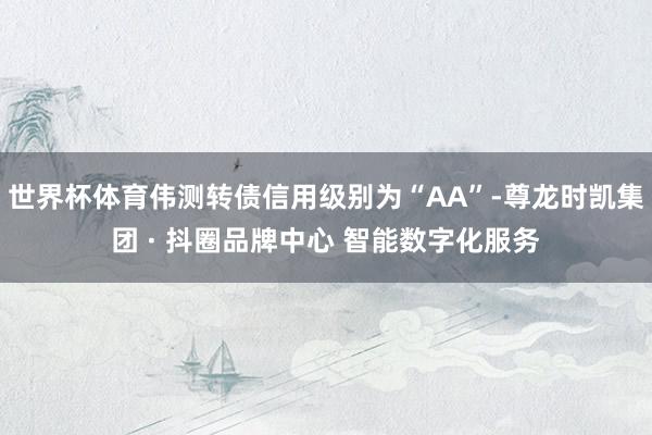 世界杯体育伟测转债信用级别为“AA”-尊龙时凯集团 · 抖圈品牌中心 智能数字化服务