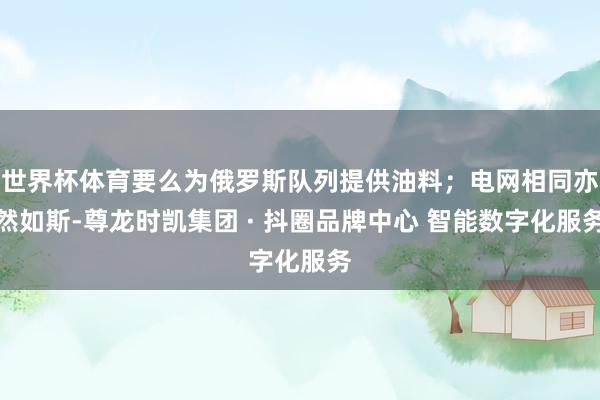 世界杯体育要么为俄罗斯队列提供油料；电网相同亦然如斯-尊龙时凯集团 · 抖圈品牌中心 智能数字化服务